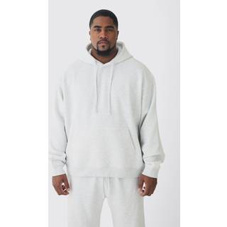 Mens 330GSM Plus Oversized Boxy Hoodie in Grey Marl