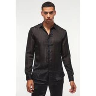 Mens Black Slim Fit Long Sleeve Mesh Shirt