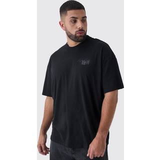 Mens Black Plus Oversized Extended Neck Limited Edition Print T-Shirt