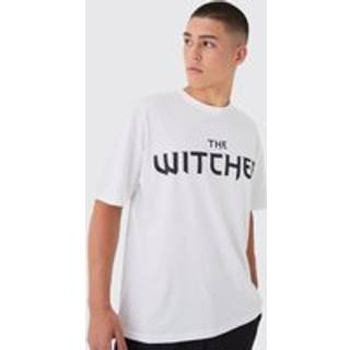 Mens White Loose The Witcher Gaming License Print T-Shirt