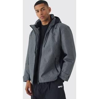 Mens Colour Block Hooded Technical Hiker Jacket In Grey