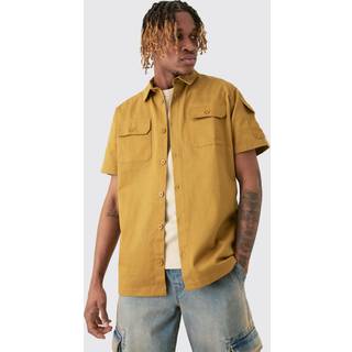 Mens Brown Tall Regular Panel Twill Shirt