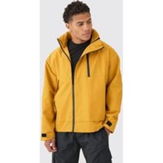 Mens Man Tab Oversized Zip Detail Nylon Windbreaker In Mustard