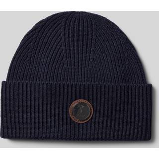 JOOP! Herren Strickmütze blau Woll-Stoff