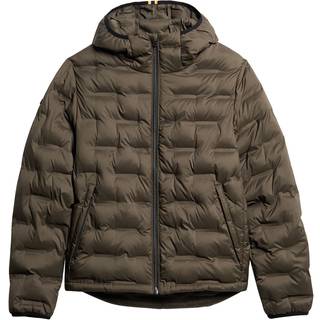 Superdry Superdry Dark Brown 100% Cotton Hooded Quilted Puffer Jacket