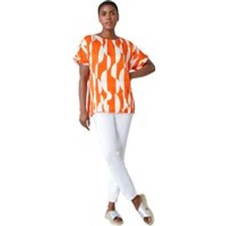 Roman Roman Orange Geometric Print Woven Blouse