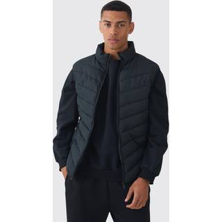 Mens Quilted Zip Through Funnel Neck Gilet In Black