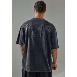 Mens Black Man Active Training Dept Washed Oversized T-shirt
