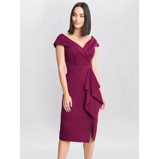 Gina Bacconi Rød Miranda Ruffled Off The Shoulder Kjole40