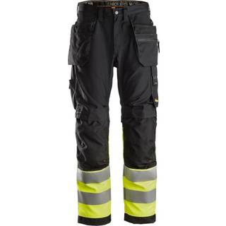Snickers 6233 high-vis arbejdsbukser+ med hylsterlommer, klasse 1 HV sort/gul 68