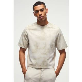 Mens White Boxy Super Heavy Faux Suede Textured T-Shirt