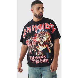 Mens Black Plus Oversized Iron Maiden Large Scale License Print T-Shirt