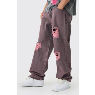 Mens Relaxed Fit Purple Tinted Ripped Jeans
