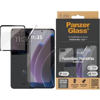 Motorola Razr 50 - PanzerGlass 2-i-1 Skærmbeskytter i Glas & Film - Gennemsigtig/Sort Kant