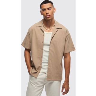 Mens Stone Oversized Revere Bengaline Shirt