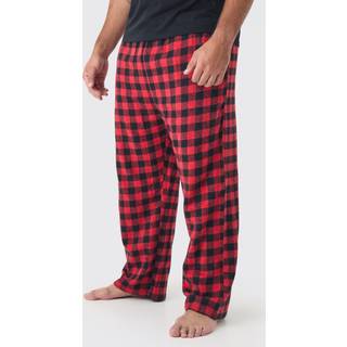 Mens Plus Brushed Check Loungewear Bottoms in Red