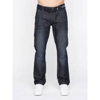 Crosshatch Herre Nye Prægede Techno Straight Fit Jeans Mørk Vask