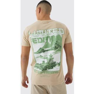 Mens Sand Slim Limited Edition Landscape Back Print T-Shirt