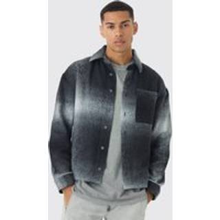 Mens Black Regular Fit Brushed Check Overshirt
