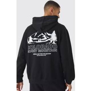 Mens Black Oversized Colorado Back Print Hoodie