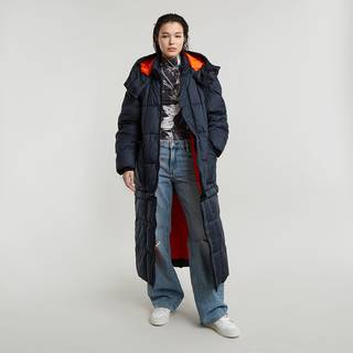 G-Startil kvinder. D25232-B958-C742 Modular Padded Hooded Coat Modular Padded Hooded Navy (XS), Casual, Genanvendt polister, Bæredygtig, Blå