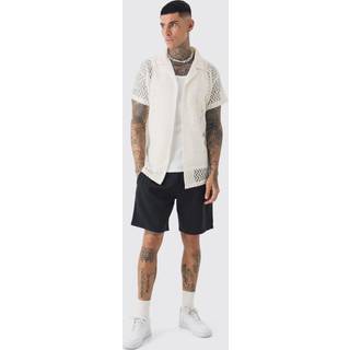 Mens Stone Tall Crochet Shirt & Short Set