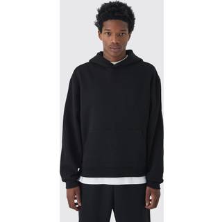 Mens Black 330GSM Oversized Boxy Basic Hoodie