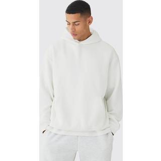 Mens White 330GSM Basic Oversized Over The Head Hoodie
