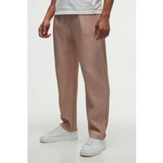 Mens Stone Tapered Fit Elasticated Waist Pleated Trouser