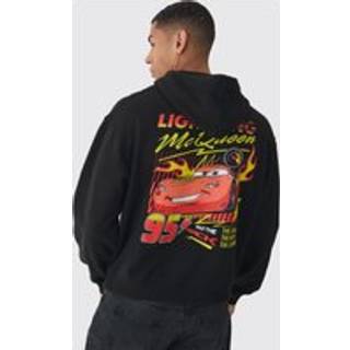 Mens Black Oversized Pixar Cars License Print Hoodie