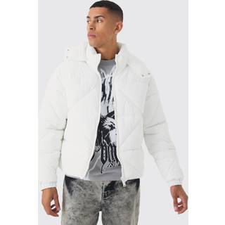 Mens Abstract Quilted Puffer In White