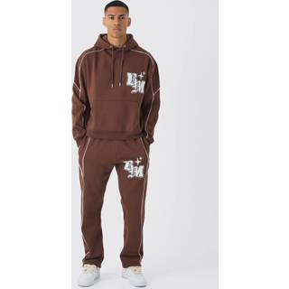 Mens Chocolate Oversized Boxy Print Tracksuit