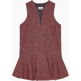 Woollen Check Mini Dress W0032 - Racing Red - GANNI - Tern XS