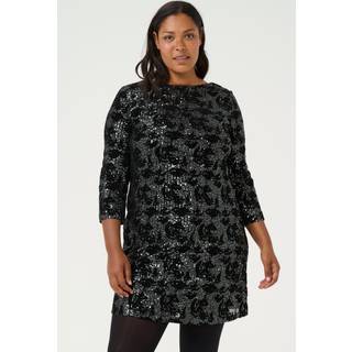 Kaffe Curve Kcbrit Sequin Dress Kjoler 10582775 Black/Dark Silver Sequin (LARGE)