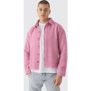 Mens Pink Regular Boucle Check Overshirt