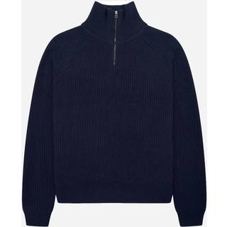 Lass Wool Half-Zip Striktrøje, Navy, S