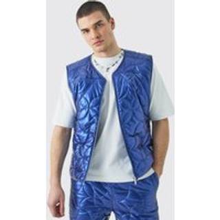 Mens Blue Tall Metallic Quilted Gilet