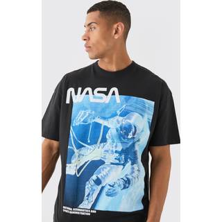 Mens Black Oversized Nasa Space License T-shirt