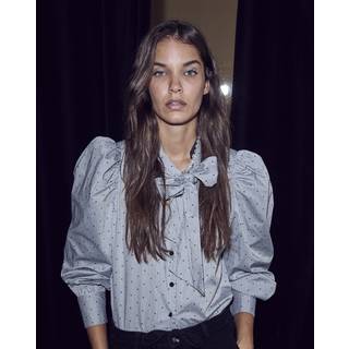 Co Couture StripeCC Dot Bow Shirt 35645 Light Grey
