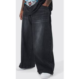 Mens Washed Black Plus Denim Parachute Jeans