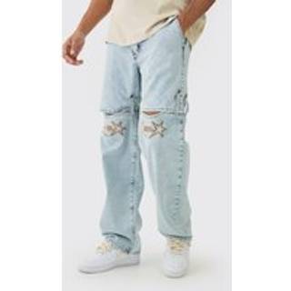 Mens Light Blue Relaxed Rigid Western Detachable Leg Jeans