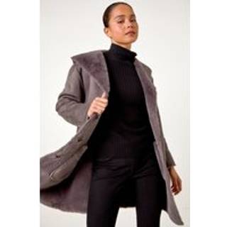 Roman Roman Grey Reversible Faux Sheepskin Coat