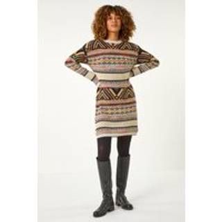 Roman Roman Brown Pattern Knitted Dress