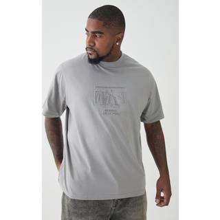 Mens Charcoal Plus Regular Fit MAN Moto Debossed T-shirt