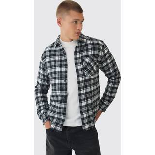 Mens Black Regular Fit check Check Long Sleeve Shirt