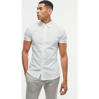 Mens White Short Sleeve Stretch Fit Shirt