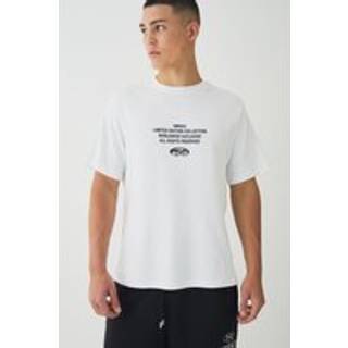 Mens White Regular Fit Official Man Interlock Print T-Shirt