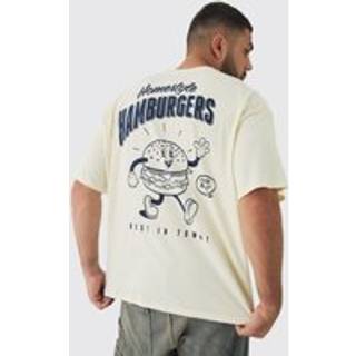 Mens Ecru Plus Oversized Hamburger Graphic T-Shirt