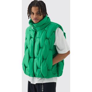 Mens Green Hand Weft Padded Gilet