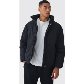 Mens Funnel Neck Padded Jacket In Black